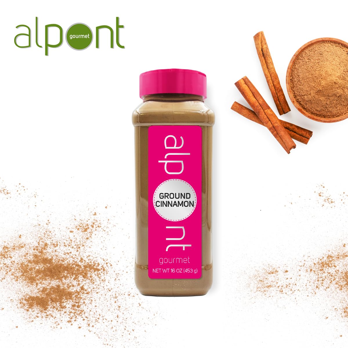 Alpont Gourmet Ground Cinnamon 16 Oz (453G), All Natural, Non-Gmo, Packed To Keep It Fresh, Premium Quality