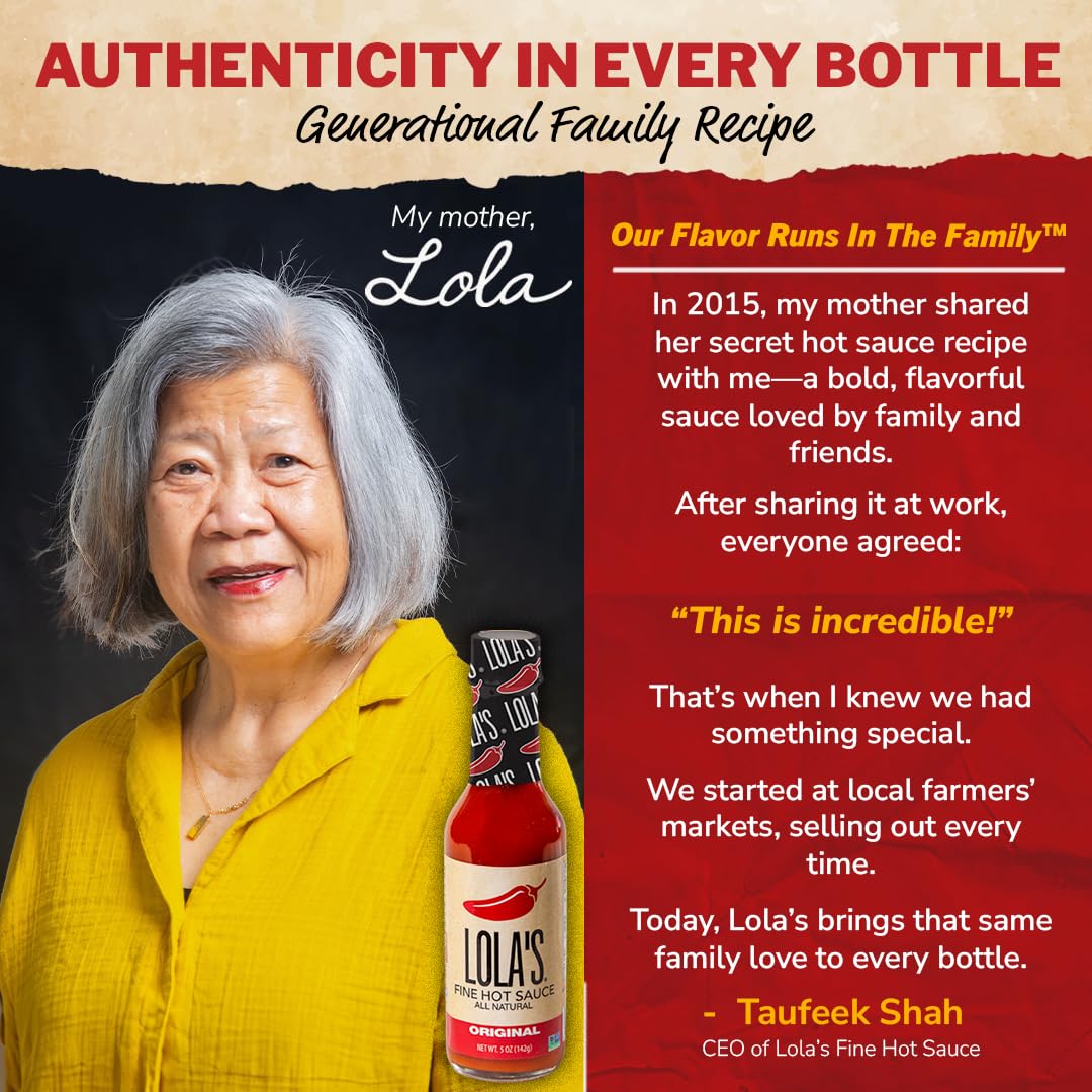 Lolas Fine Hot Sauce Original - All Natural, Gluten Free, Keto, Vegan - 5 Fl Oz (Pack of 6)