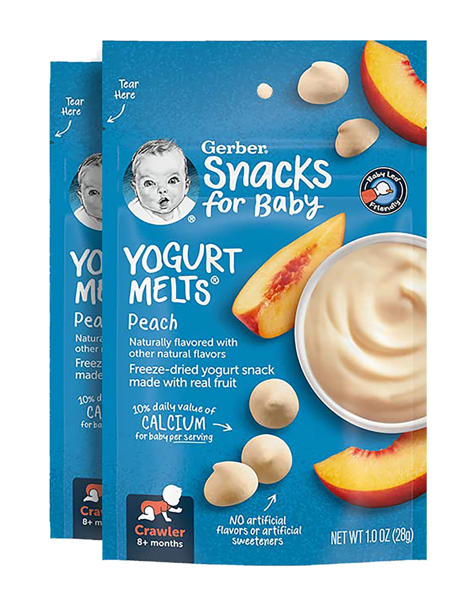 Gerber Snacks For Baby Yogurt Melts, Peach, Freeze-Dried Yogurt Snack Made With Real Yogurt & Fruit, Baby Snack For Crawlers, 1 