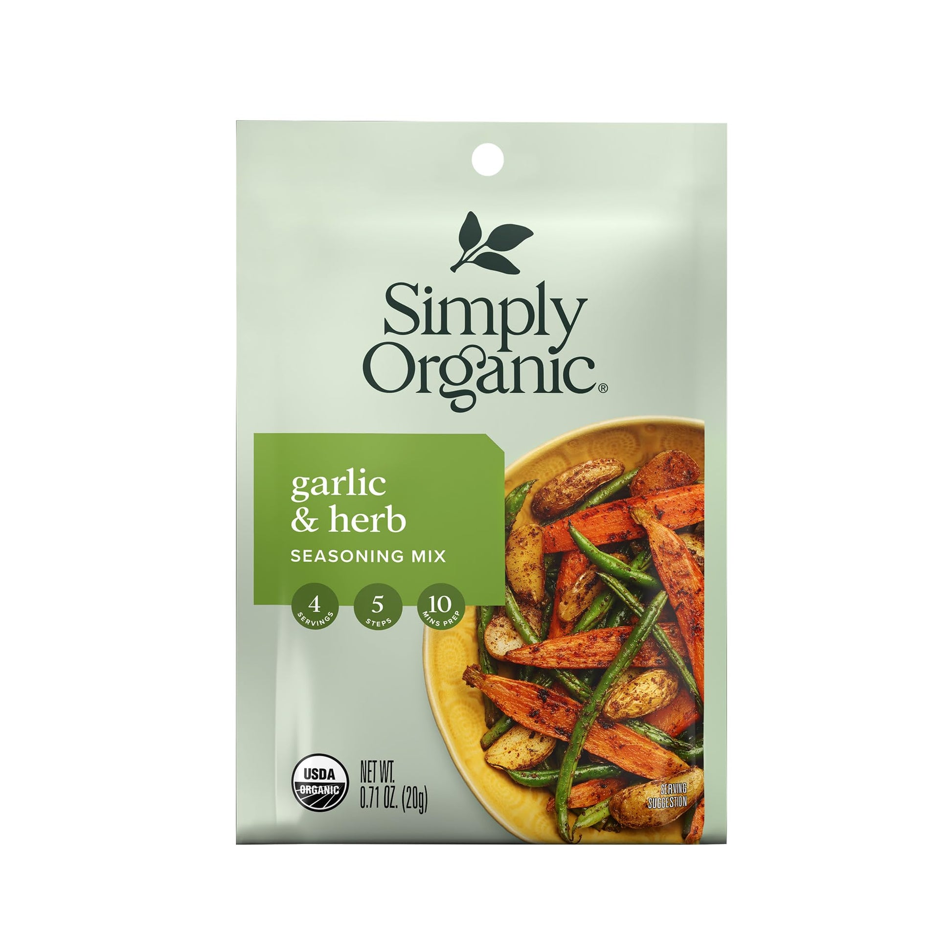 Simply Organic Garlic & Herb Vegetable Seasoning Mix, Certified Organic, Vegan | 0.71 Oz | Pack Of 12