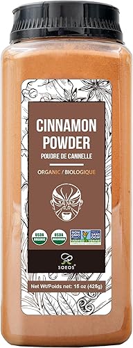 Soeos Organic Cinnamon Powder, Cinnamon, Ground Cinnamon, Cinnamon Sticks, 100% Raw, Non-Gmo, Kosher Certified, Cinnamon Seasoning Spice For Coffee, Baking, Cooking And Beverages 15 Oz (425G)