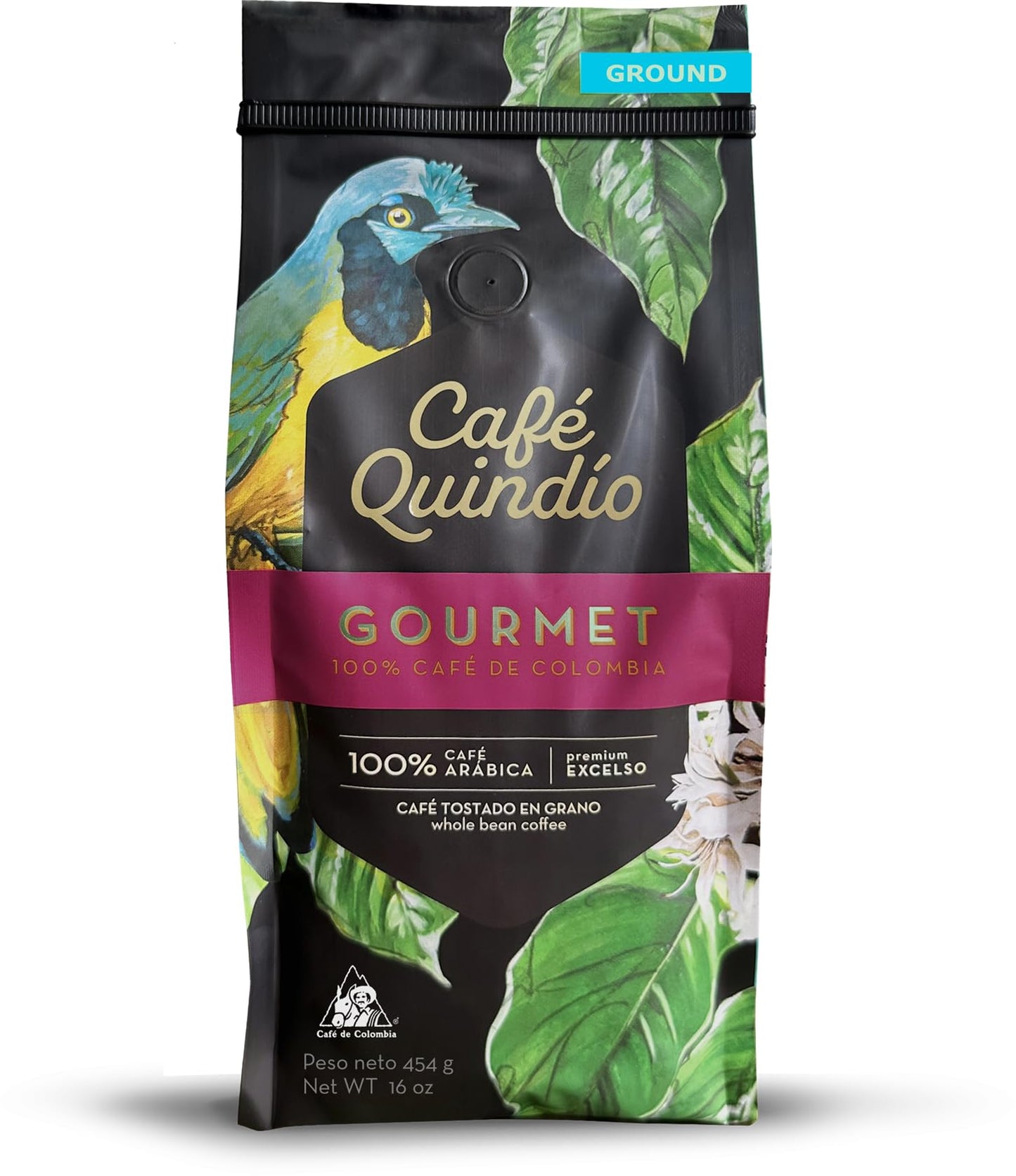 Cafe Quindio Gourmet Ground Coffee, 100% Colombian Excelso Coffee (16 oz / 454g)