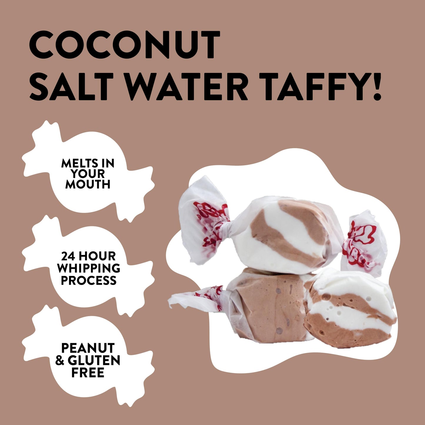 Taffy Town Saltwater Taffy, Coconut, 2.5 Pound (Pack Of 1)