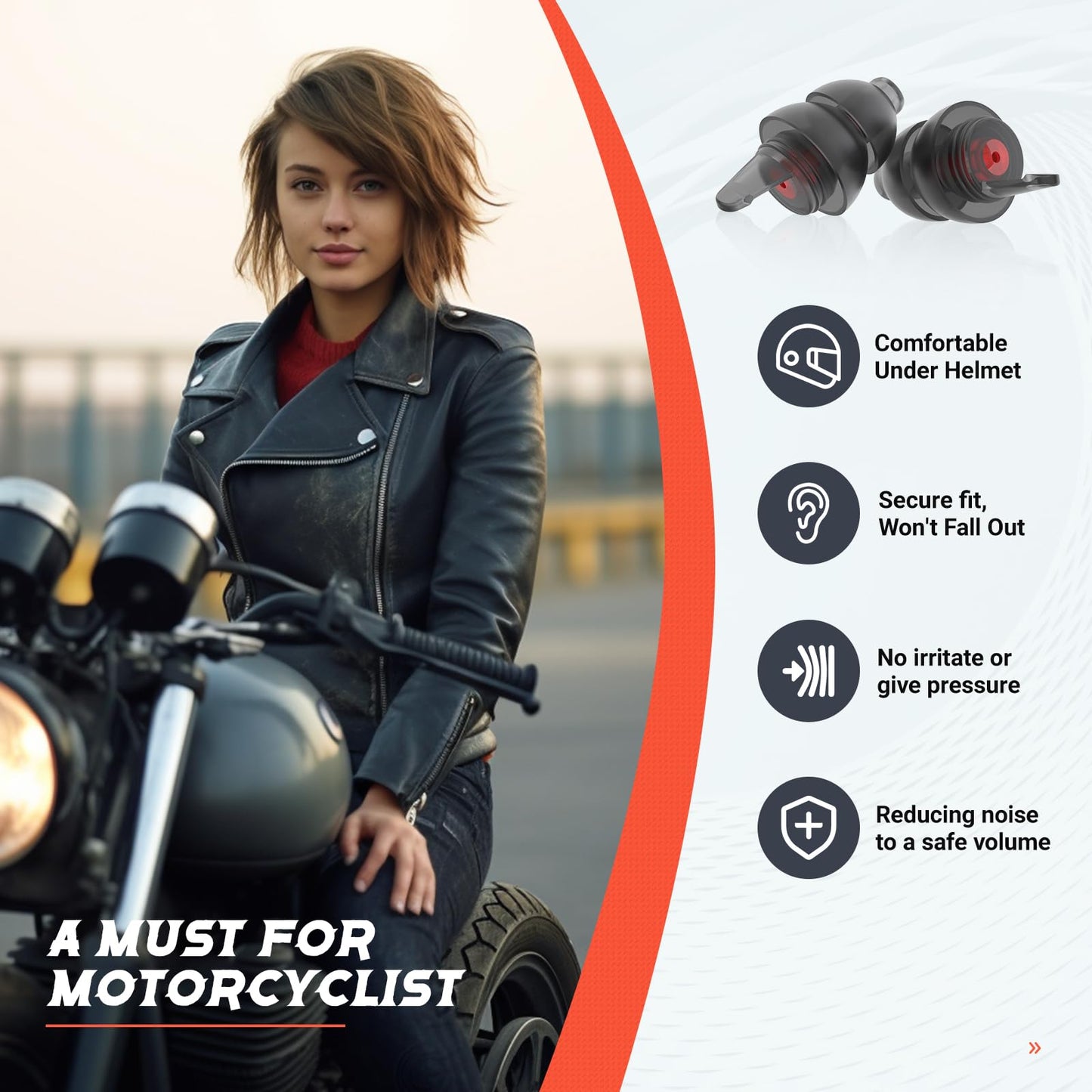 Softvox Motorcycle Ear Plugs 2 Pairs, Wind Noise Reduction & Premium Hearing Protection, 100X Reusable Earplugs For Motor, Motor