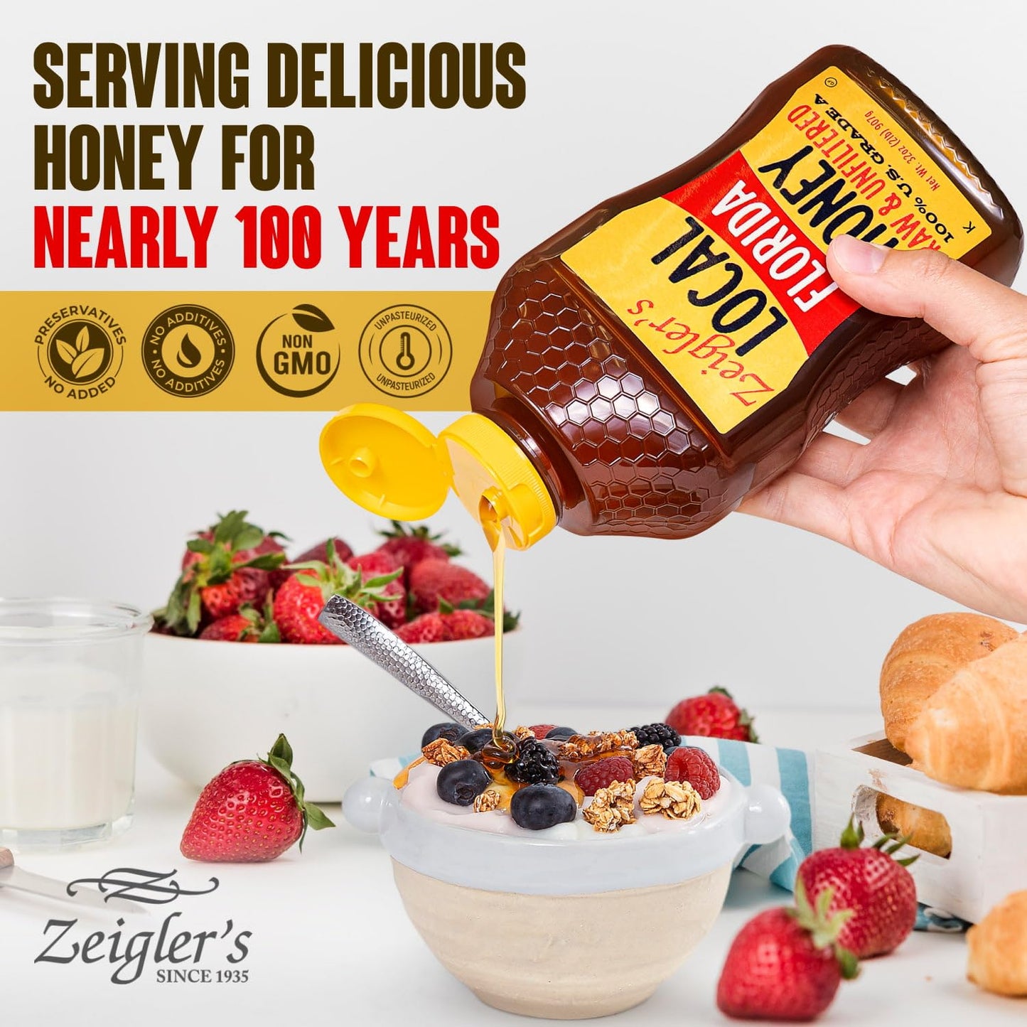 Zeigler'S Florida Honey, 32 Oz - 100% Natural, Raw & Unfiltered - Pure Local Florida Honey With All Nutrients Preserved - Great