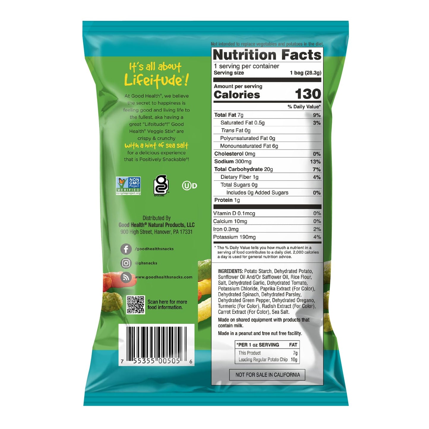 Good Health Veggie Stix Sea Salt Bag, Gluten Free, Crunchy, Great For Lunches Or Snacking On The Go, 24 Oz, 24 Count