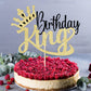 Auteby Birthday Cake Topper, Glitter King Design, Black Gold, Model HL260, for Boys 1st to 50th Birthdays, Gender Reveal Party Decorations