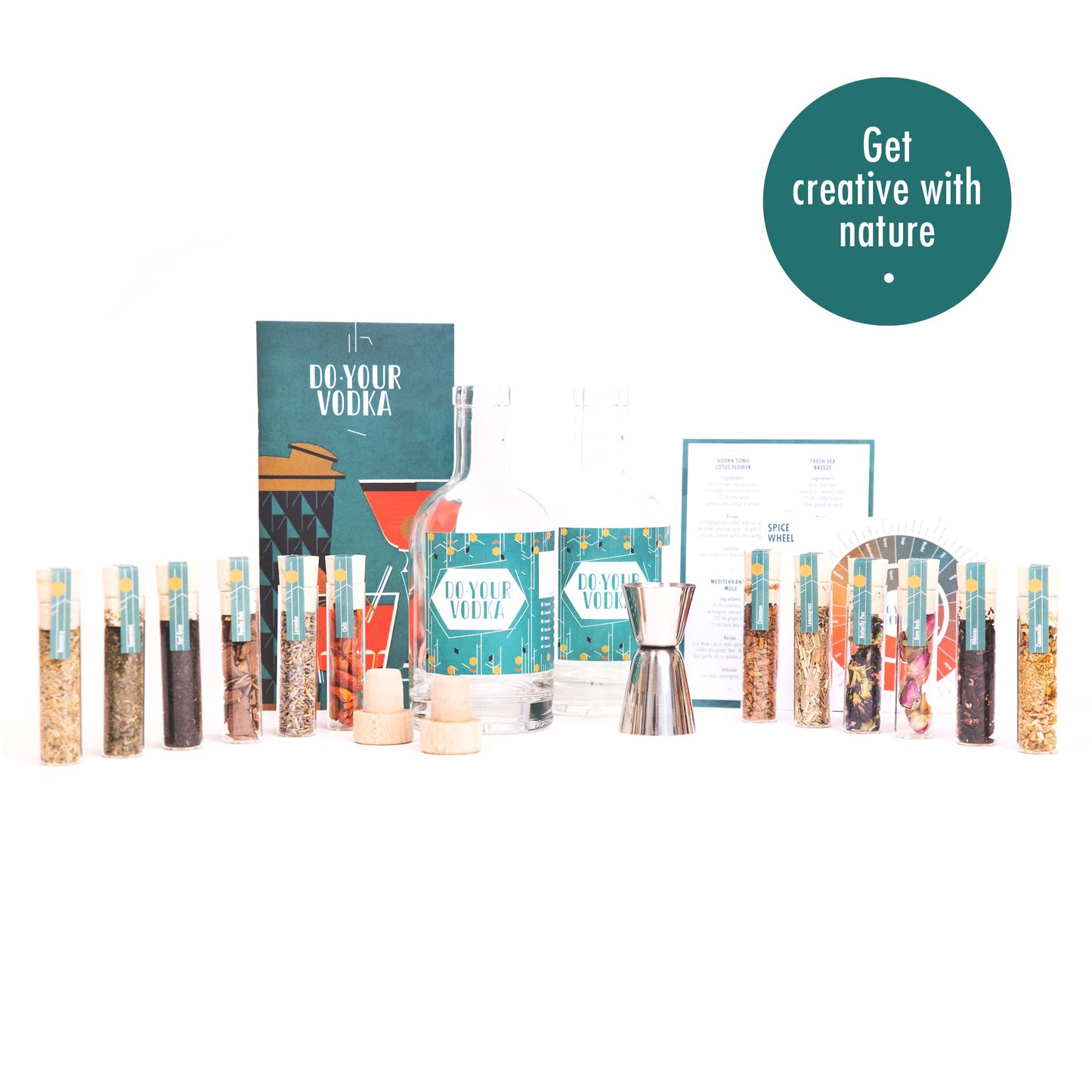 DO YOUR GIN DIY Infusion & Cocktail Kit | 12 Botanicals, 2 Glass Bottles, Recipe Guide | Silver, Single Size