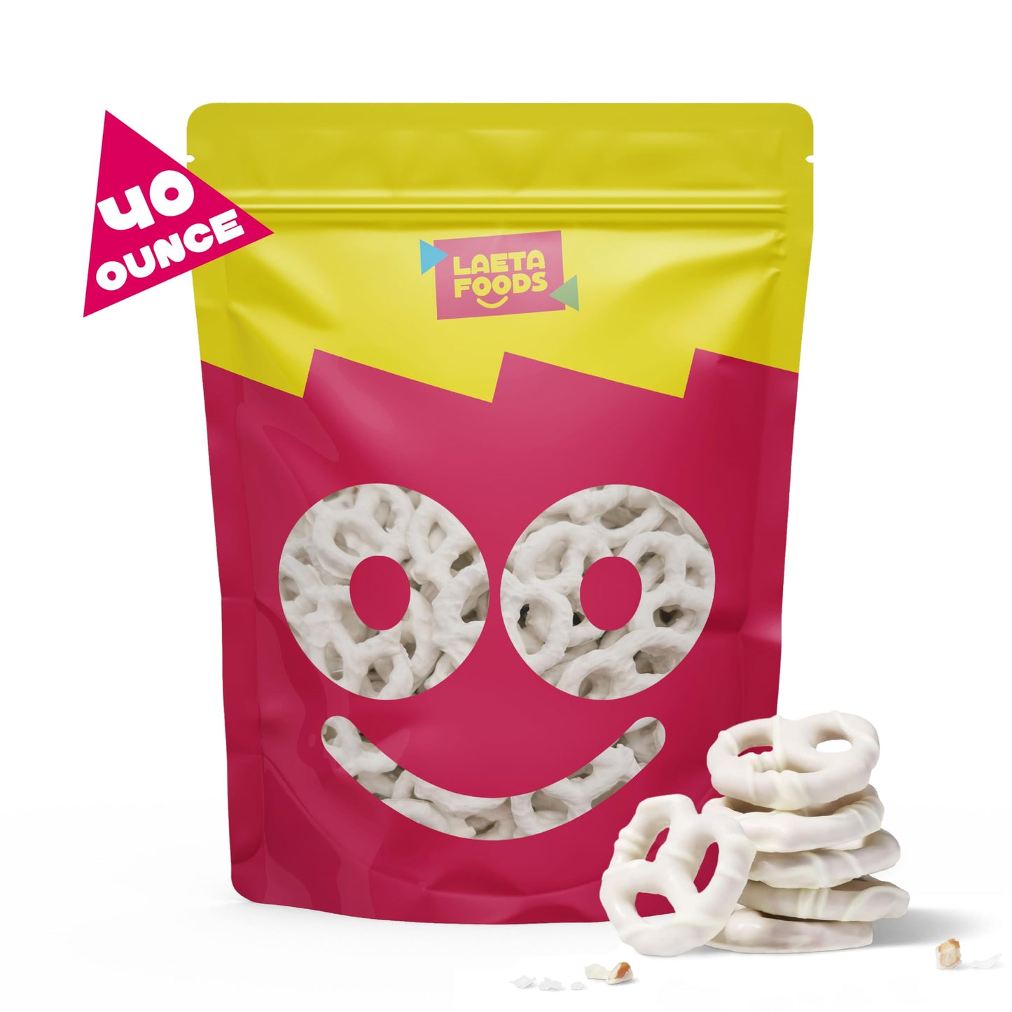 LAETAFOOD Yogurt Covered Pretzels, Sweet Vanilla Flavor, 40 Ounces, 2.5 Pound (Pack of 1)