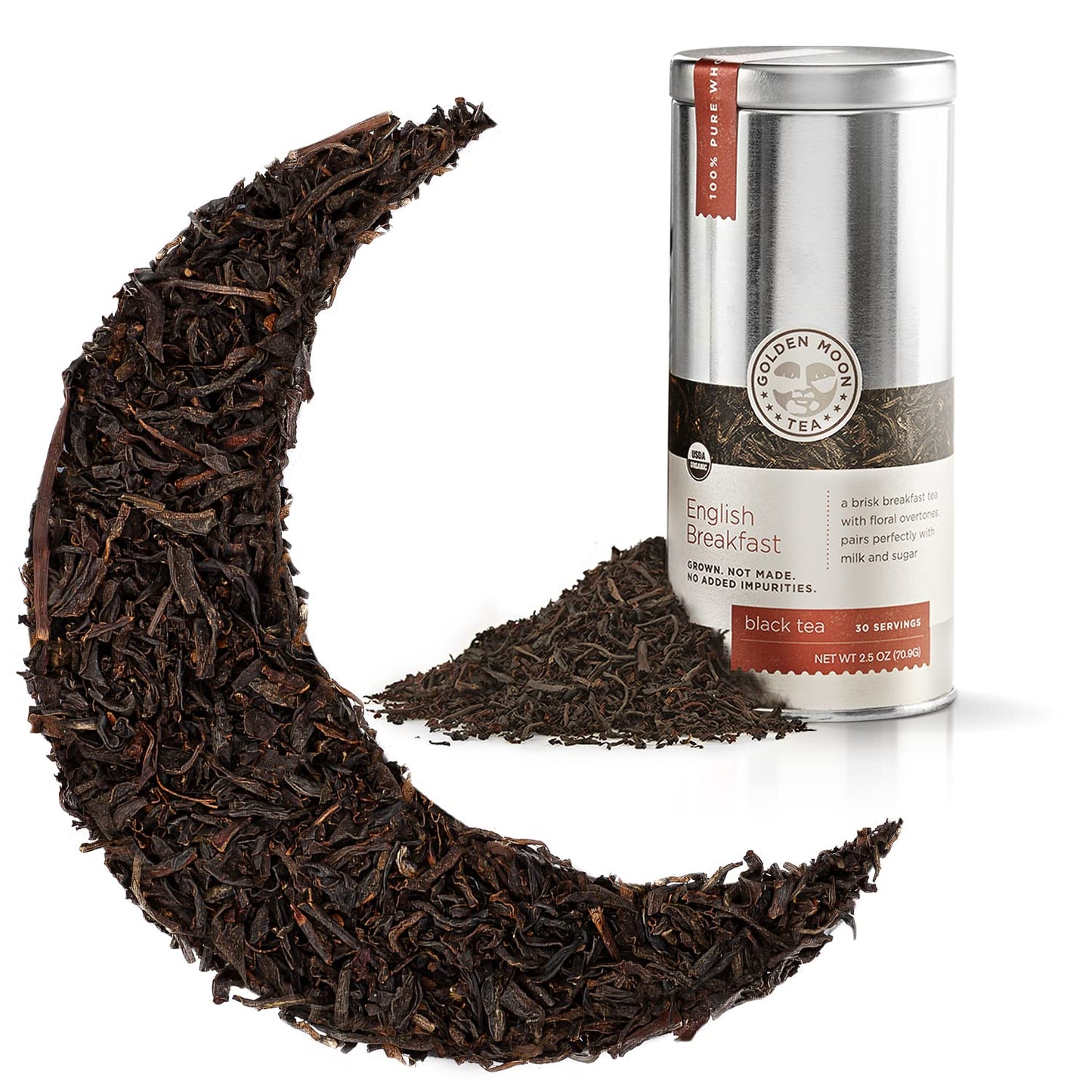 Golden Moon Tea Organic English Breakfast Black Tea - Loose Leaf, Non-GMO, 2 Ounce Travel Tin, 30 Servings