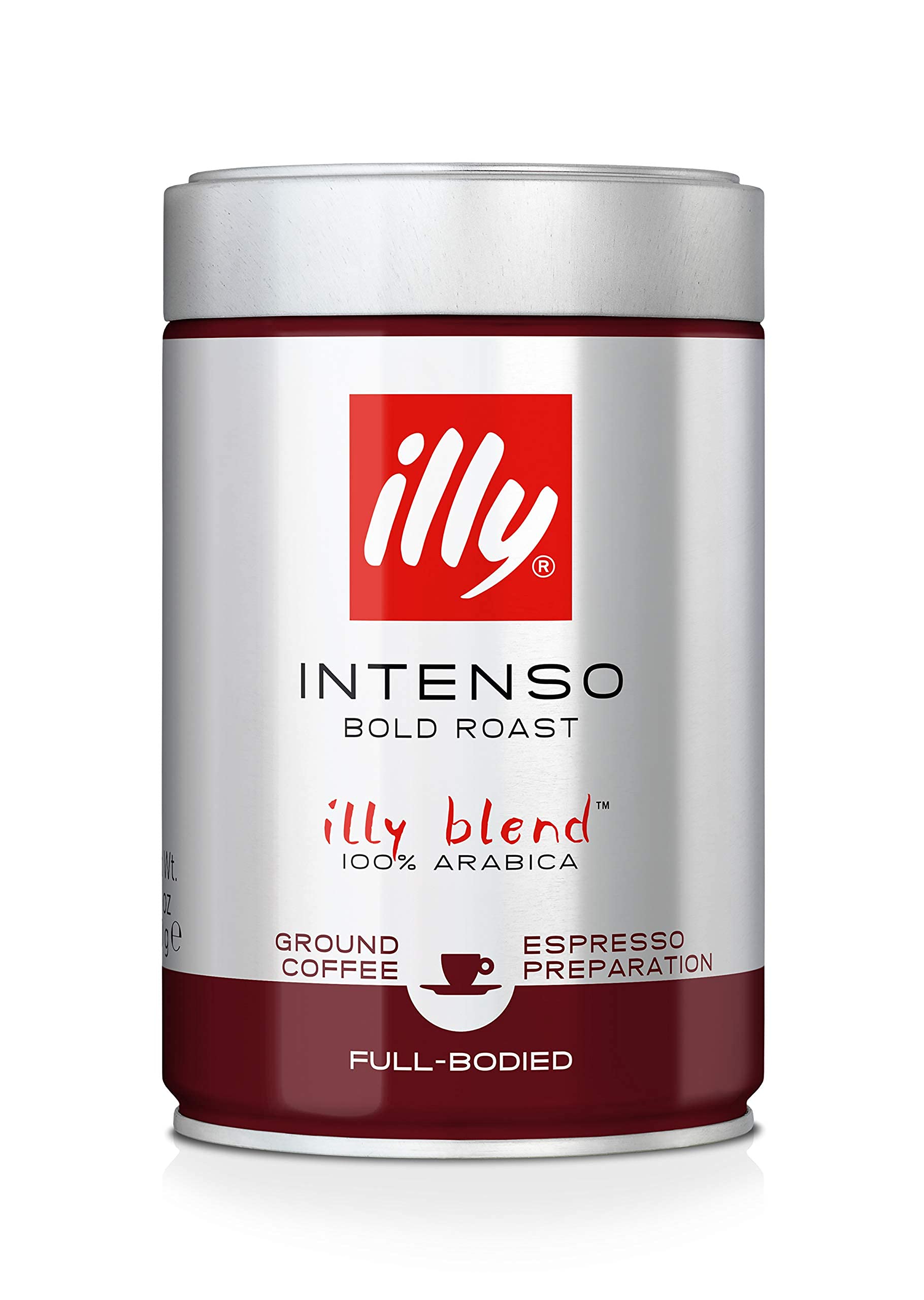 Illy Intenso Ground Espresso Coffee, Bold Roast, Intense, Robust And Full Flavored With Notes Of Deep Cocoa, 100% Arabica Coffee