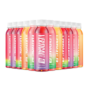 Vertical Protein Ready to Drink Variety Pack of 12  Protein Water Drinks w/ 20g of Whey Isolate  Clear Nutritional Drinks