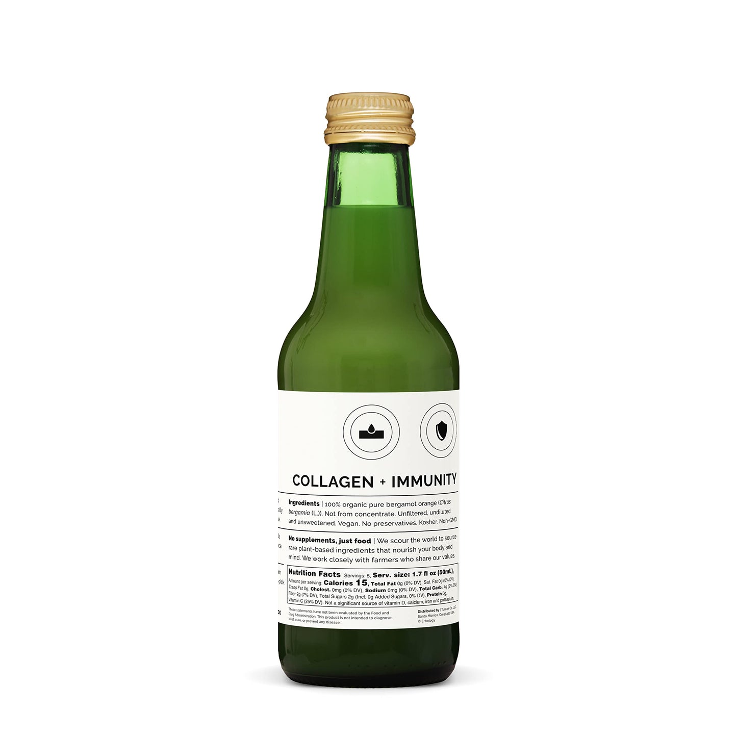 100% Organic Bergamot Juice 8.5 fl oz - Supports Immunity and Collagen Production - Rich in Vitamin C and Bioactive Flavonoids -