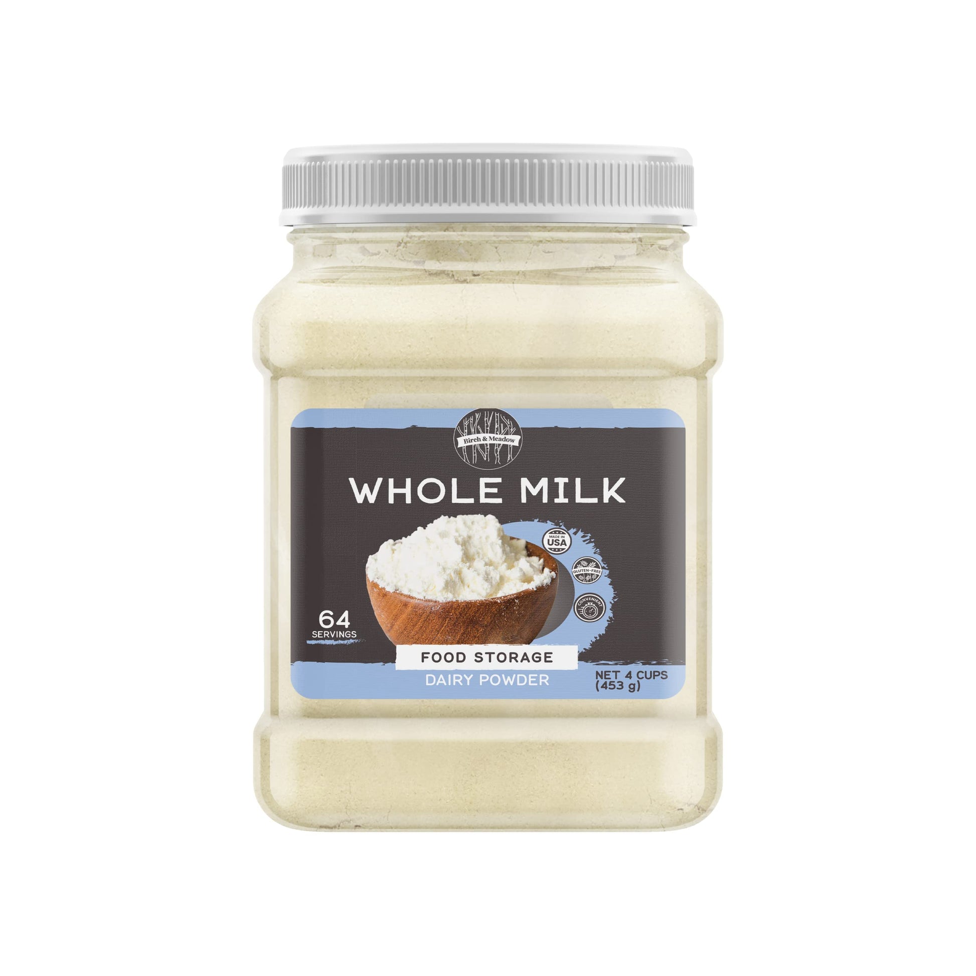 Birch & Meadow 4 Cups Of Whole Milk Powder, Light Sweet Taste