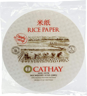 Cathay Fresh Spring Roll Rice Paper Wrappers 30 Sheets | Non-Gmo, Gluten-Free, Low Carb, Natural Ingredients | Vietnamese Summer