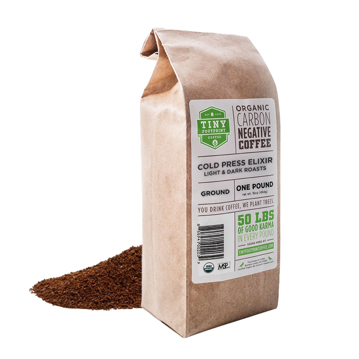 Tiny Footprint Coffee - Organic Cold Brew & Press Elixir | Blend of Light & Dark Roasts | Shade-Gown Ground Coffee, Carbon Negat