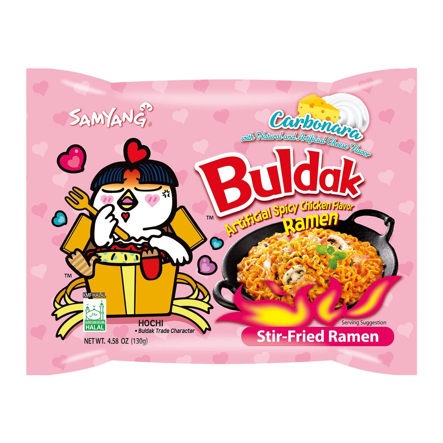 Samyang Buldak Carbo Hot Spicy Chicken Stir Fried Ramyun, 4.58 oz, Pack of 20 - Korean Instant Noodles
