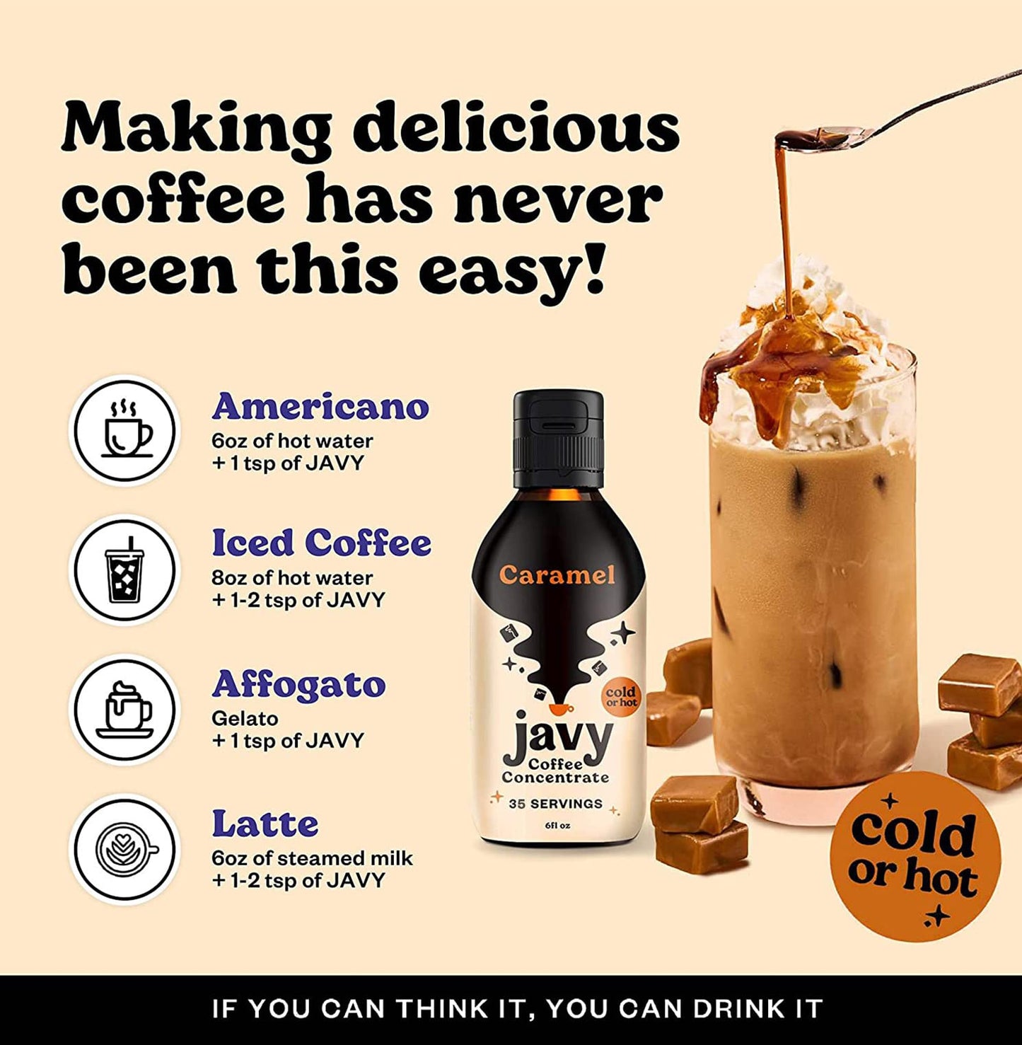 Javvy Coffee Concentrate Bundles - Cold Brew, Original & Caramel, 6 Fl Oz (Pack of 2), Black