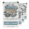 Two River Lions Mane Mushroom Broth made with organic Lions Mane and Shiitake Mushrooms, vegan plus adaptogens, perfect for si