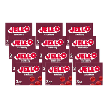 Jell-O Cranberry Gelatin Dessert, 3oz Boxes (Pack of 12)