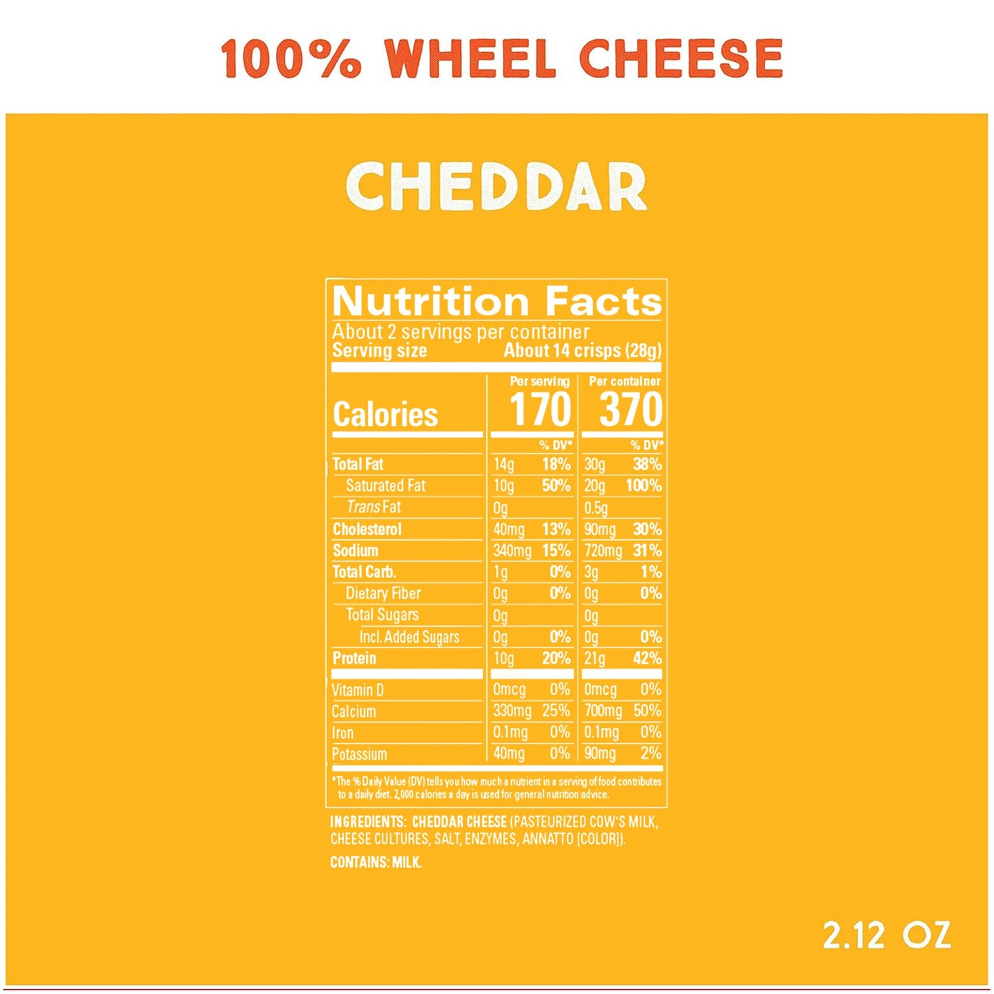 Whisps Cheese Crisps Cheddar Cheese - Protein Snacks, Gluten Free, Low Carb - 2.12 Oz, 3 Pack