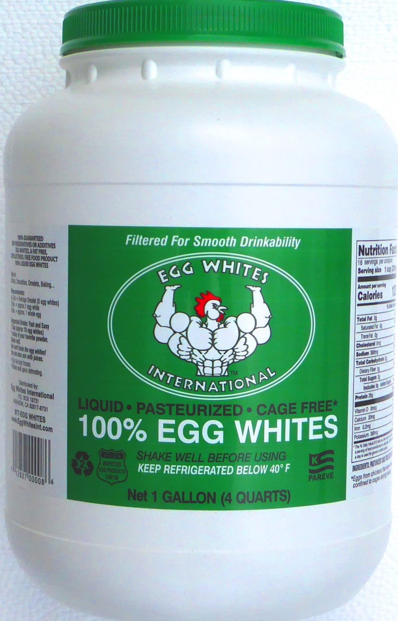 Egg Whites International 100% Pure Liquid Egg White Protein Designed to Drink. Now 100% CAGE Free (1 Gallon 2 Half Gallons)
