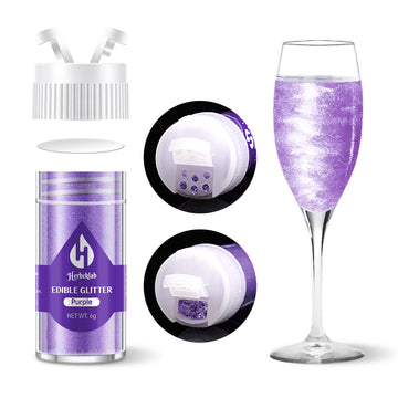Purple Edible Glitter for Cocktails - 6g Purple Luster Dust Edible Drink Glitter Food Grade Metallic Shimmer Powder Sprinkles fo