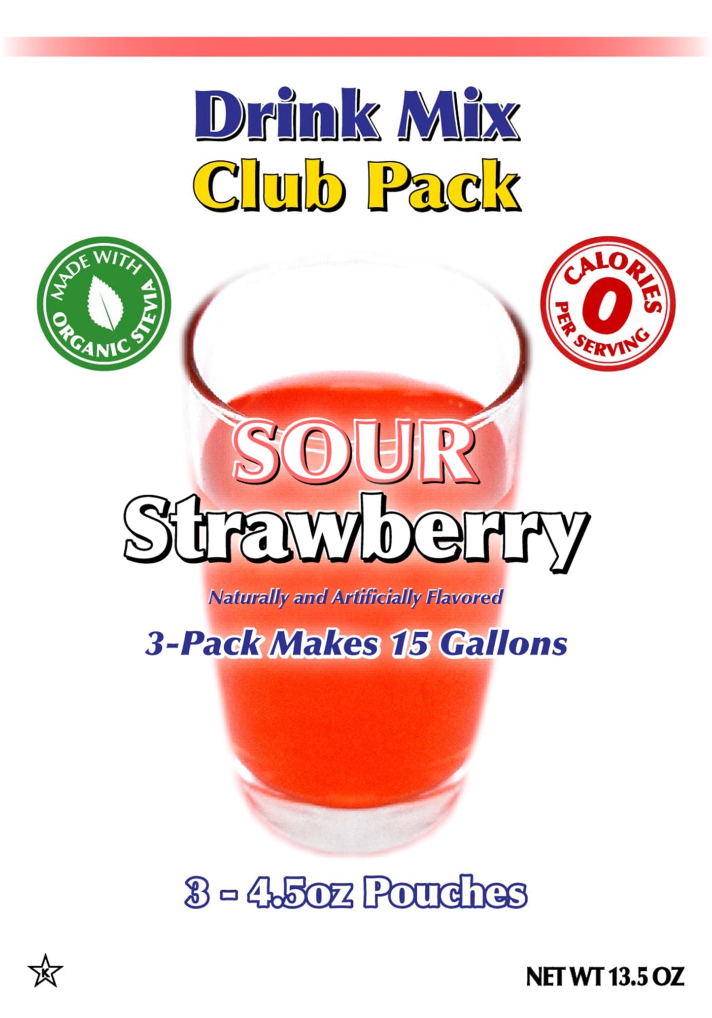 Gramzero Sour Strawberry Zero Calorie Sugar Free Drink Mix, Great For Nutrition Club Loaded Tea, Stevia Sweetened