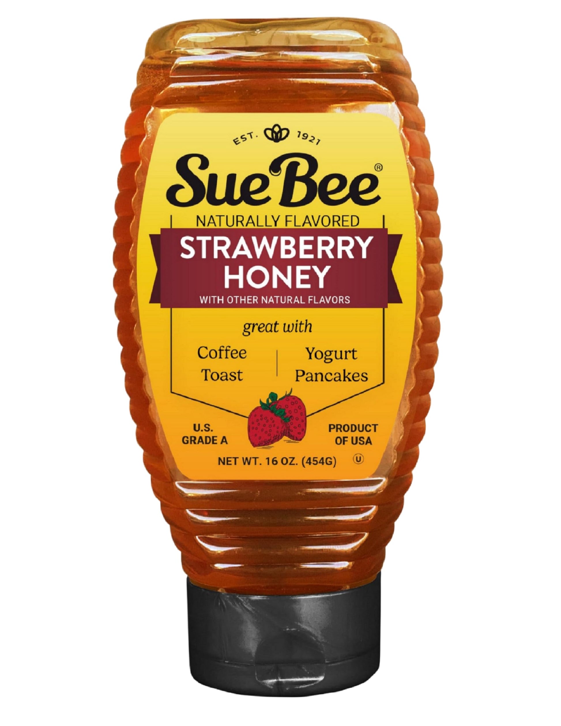 Sue Bee Infusions Strawberry Flavored Honey, 16 Ounce Sue Bee Strawberry Infused Honey For Waffles, Toast, Salads, Usa Honey