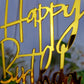 JIEEIN Happy Birthday Cake Topper - Mirror Gold Acrylic, Model NJ-0056
