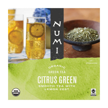Numi Organic Citrus Green Iced Tea, 24 Count Gallon Pouch, Smooth Tea with Lemon Zest, Caffeinated