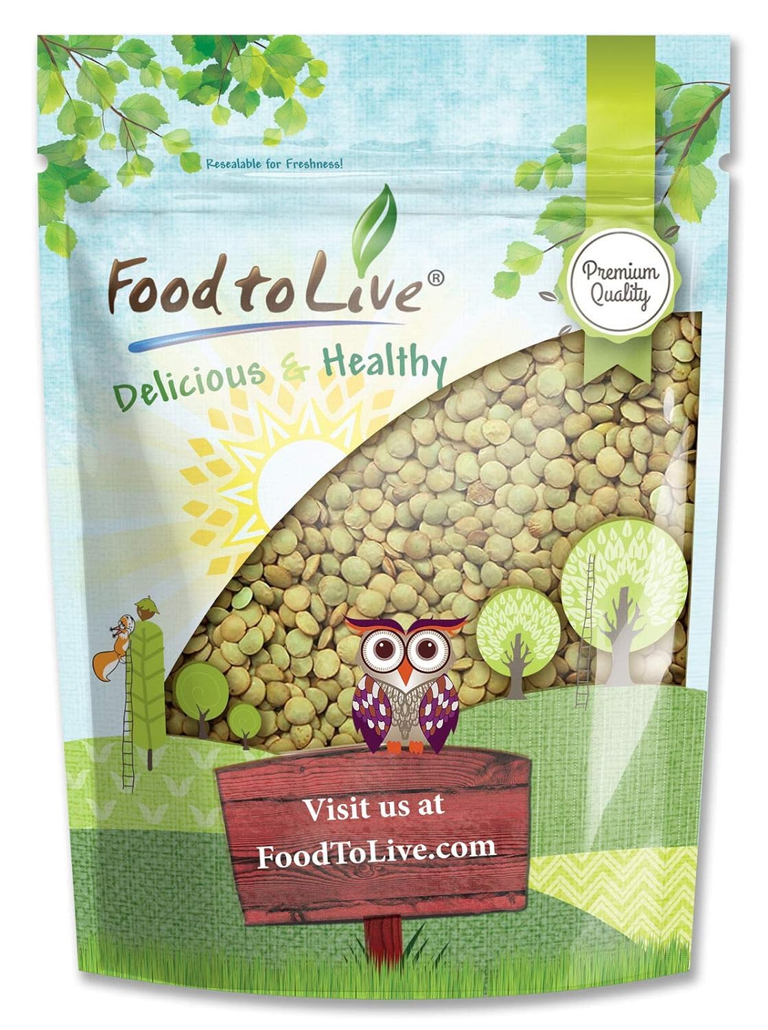 Food to Live - Whole Green Lentils, 4 Pounds Dried Raw Lentils, Sproutable, Kosher, Vegan. Rich in Dietary Fiber, and Protein. N