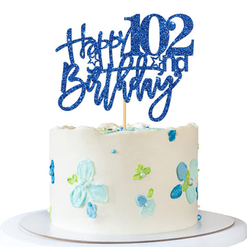 Roadsea Happy 102Nd Birthday Cake Topper - Old Woman Man Boy 102 Years Old Birthday Cake Supplies - 102Nd Birthday Party Decorat
