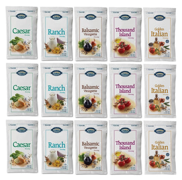 Salad Dressing Packets - Variety Pack 1.5oz - 15 Count (5 Flavor Variety)