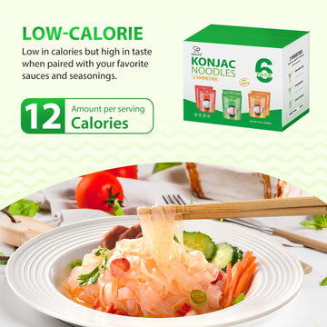Soeos Konjac Noodles, Shirataki Noodle, Low Calorie, Low Carb, Keto And Paleo Friendly, 3 Variety Noodles, Fettuccine, Angel Hai