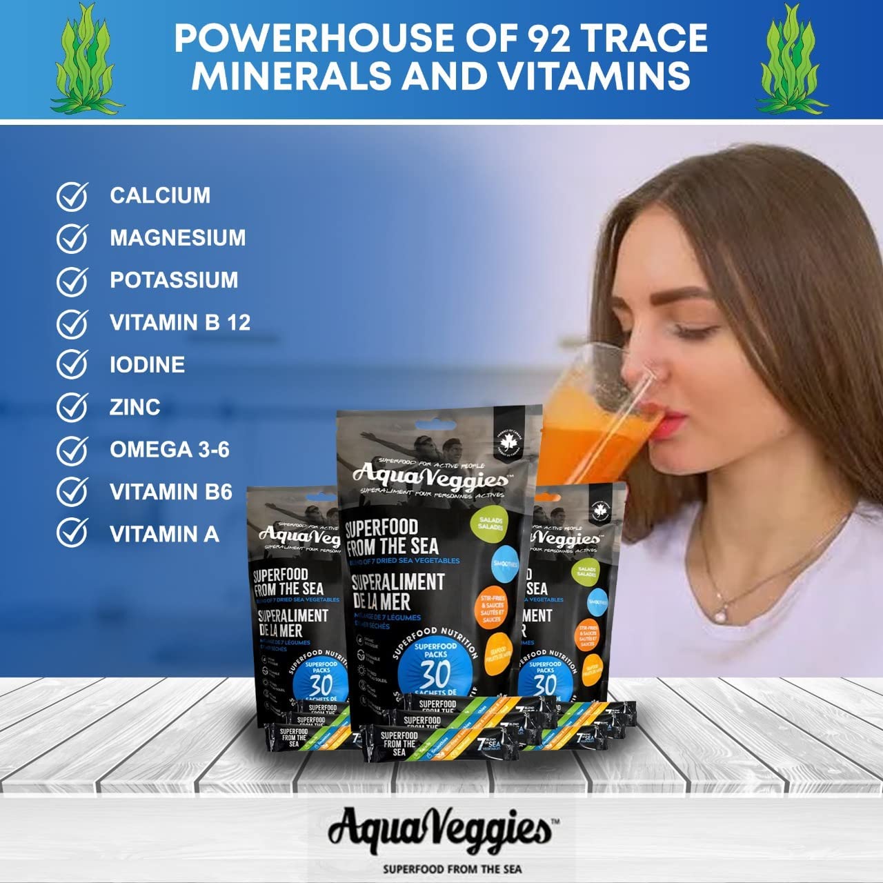 Aqua Veggies Organic Atlantic Superfood Organic Dulse Seaweed Blend - 30 Individual Packs