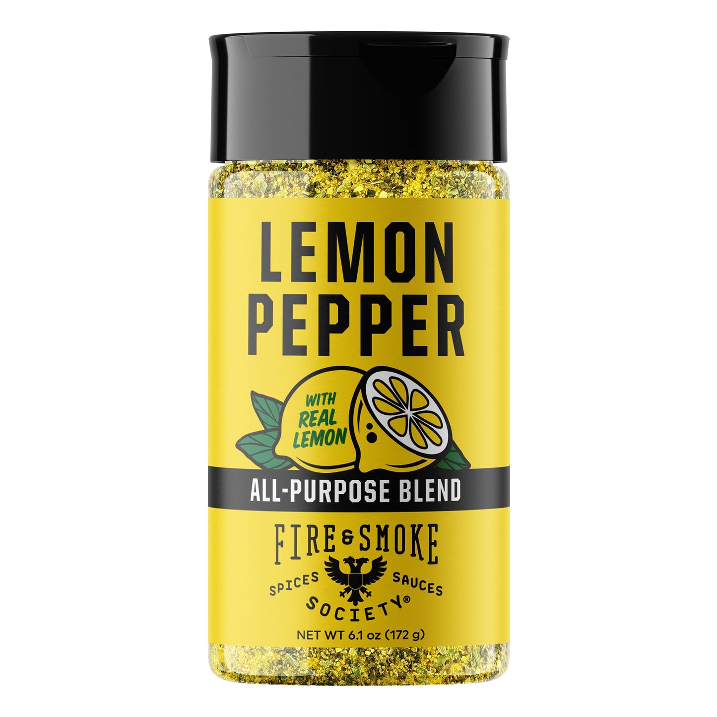 Fire & Smoke Society Lemon Pepper Seasoning Blend | Chicken  Bbq  Fish  Veggies | Lemon  Breaked Pepper  Green Onion  Sea Salt | M 6.1 Oz