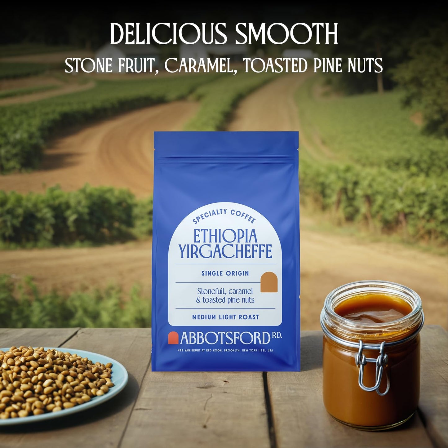 Ethiopia Yirgacheffe Coffee Beans, Whole Bean Medium-Light Roast With Stone Fruit, Caramel & Toasted Pine Nuts, Flavored Ethiopi