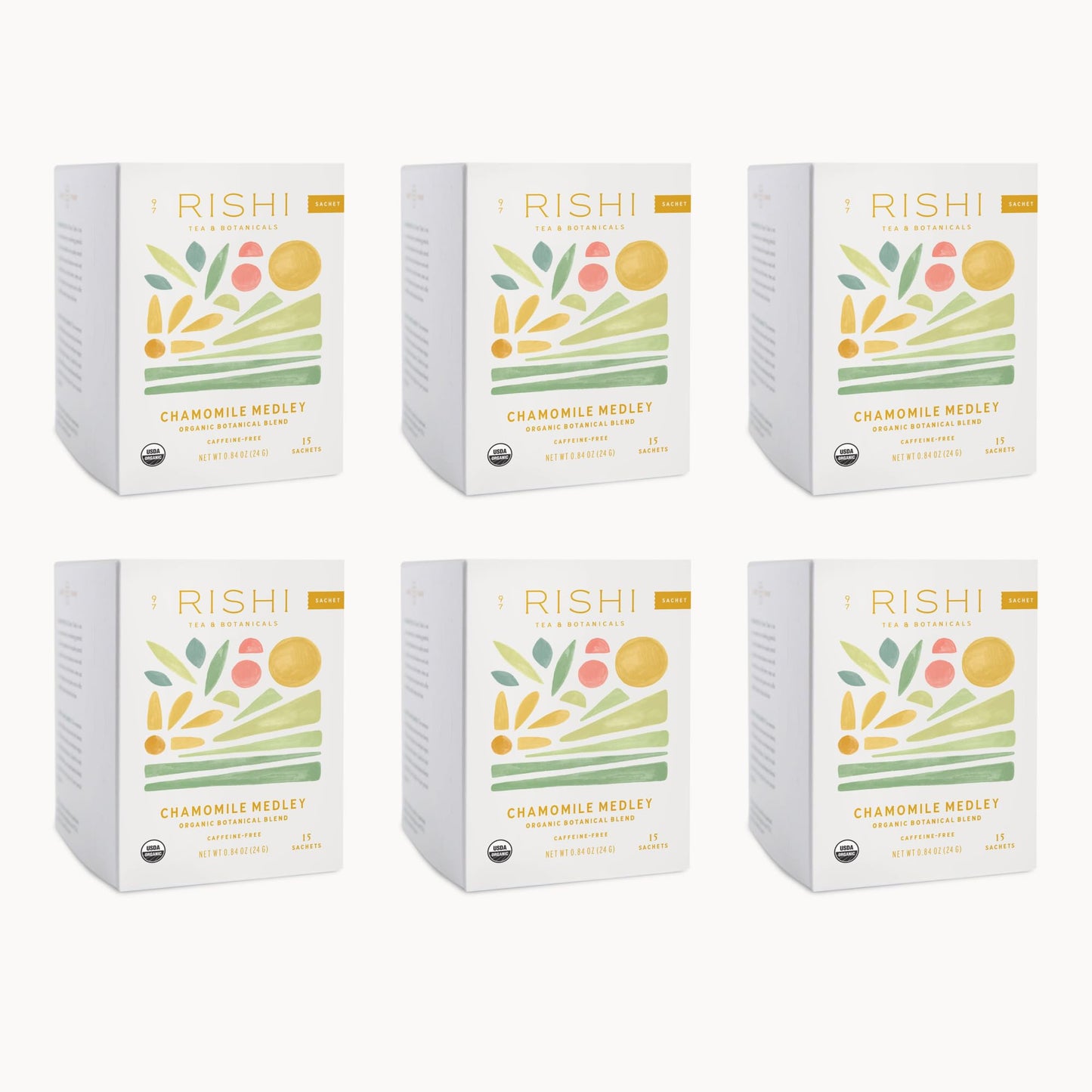Rishi Tea Chamomile Medley Herbal Tea - Organic, Caffeine Free Sachet Tea Bags, Sleep Friendly Calming Chamomile Flowers With Lemon Verbena & Mint - 15 Count (Pack Of 6)