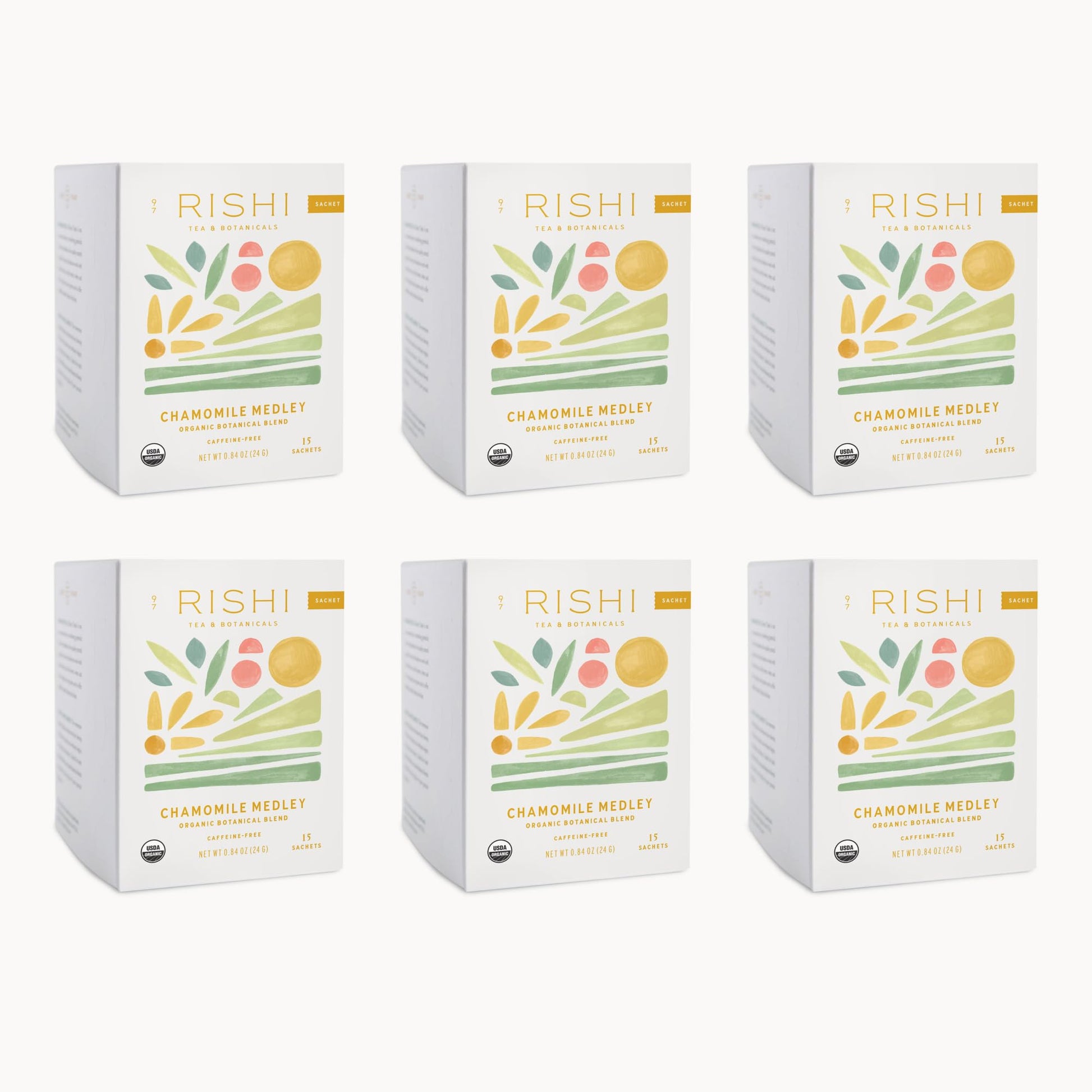 Rishi Tea Chamomile Medley Herbal Tea - Organic, Caffeine Free Sachet Tea Bags, Sleep Friendly Calming Chamomile Flowers With Lemon Verbena & Mint - 15 Count (Pack Of 6)