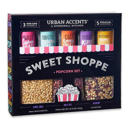 Urban Accents Movie Night Sweet Shoppe Gift Set Collection-Popcorn Seasoning Variety Pack (set of 8) - 3 Non-GMO Popcorn Kernel 