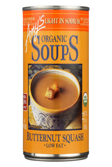 Amys Soup, Light In Sodium Butternut Squash Soup, Low Fat, Made With Organic Garlic And Olive Oil, Canned Soup, 14.1 Oz (12 Pack