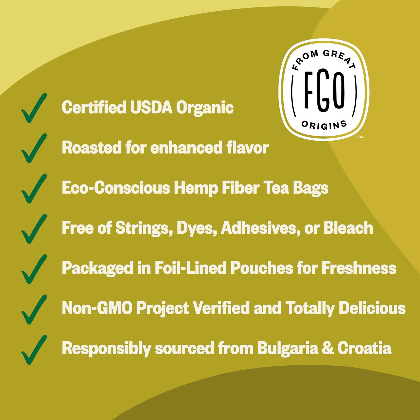 FGO Organic Roasted Dandelion Root Tea Bags, 100 Count, Eco-Conscious Packaging, Herbal Wellness Tea, Natural Detox