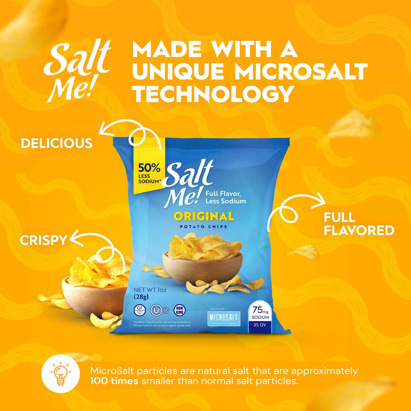 Saltme! Variety Pack Better For You Potato Chips - 24Ct 1Oz Bags - 50% Less Sodium, Kosher, Healthier Snack Pack- Best Full Flav