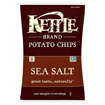 Kettle Brand Potato Chips, Sea Salt, 13 Ounce Party Size, Pack of 10