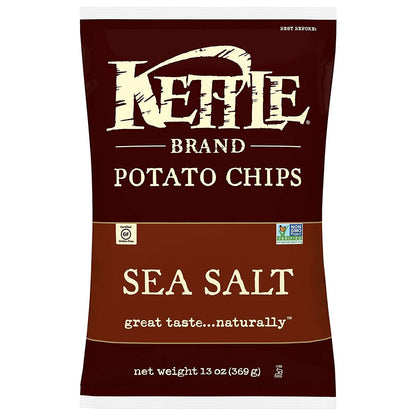 Kettle Brand Potato Chips, Sea Salt, 13 Ounce Party Size, Pack of 10