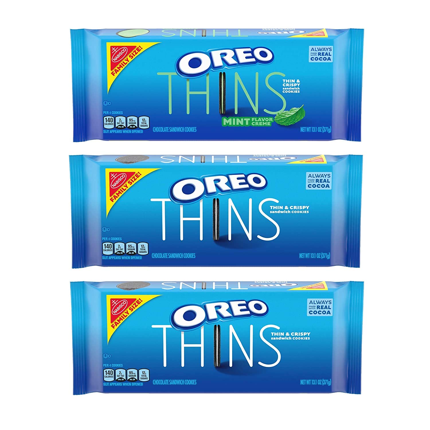 Oreo Thins Flavored Creme and Original Chocolate Sandwich Cookies Variety Pack, 39.3 Oz, Green, Model HJM-2146