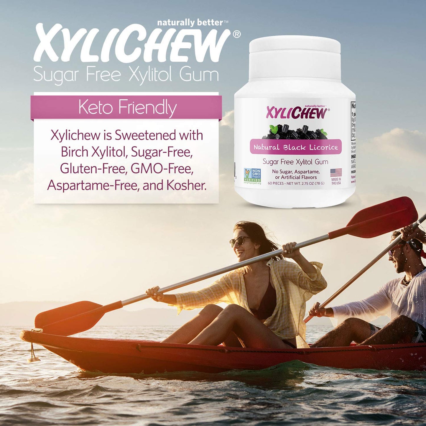 Xylichew - Naturally Better Sugar-Free Chewing Gum, Licorice - 60 Pieces