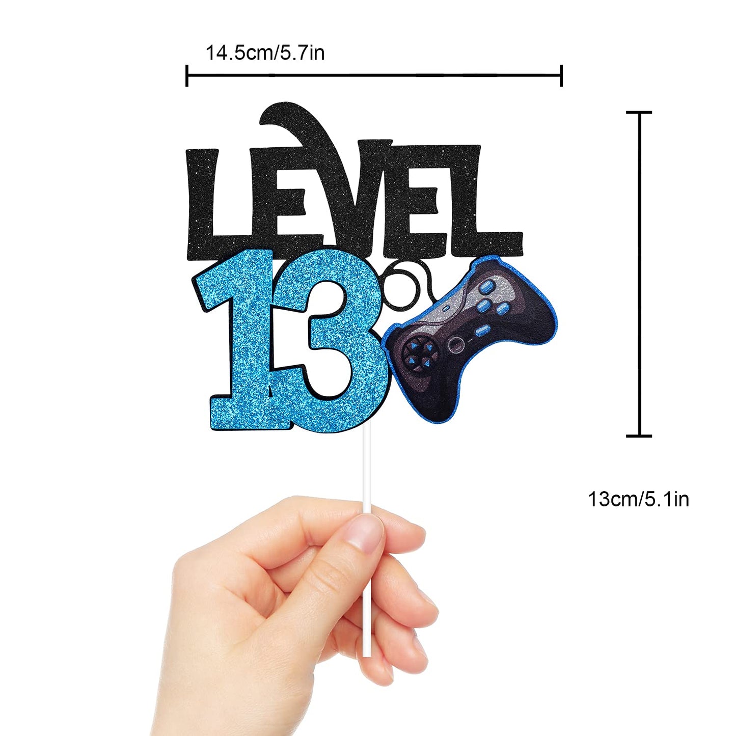 Level 13 Game Birthday Cake Topper - Video Game Boys 13Th Birthday Level Up Party Blue Cake Supplies - Game On Winner Gaming Party Decoration