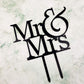 JIEEIN Mr and Mrs Cake Topper, Black Acrylic Bride and Groom Sign, 1 Count